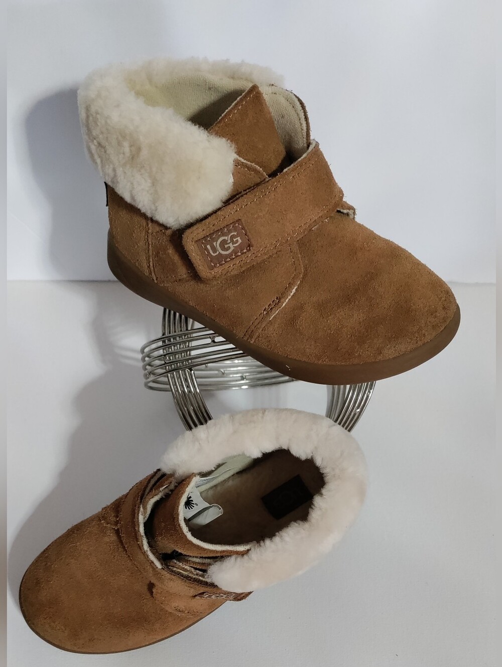 UGG Toddler Suede Shearling Ankle Booties Chestnut Size 11